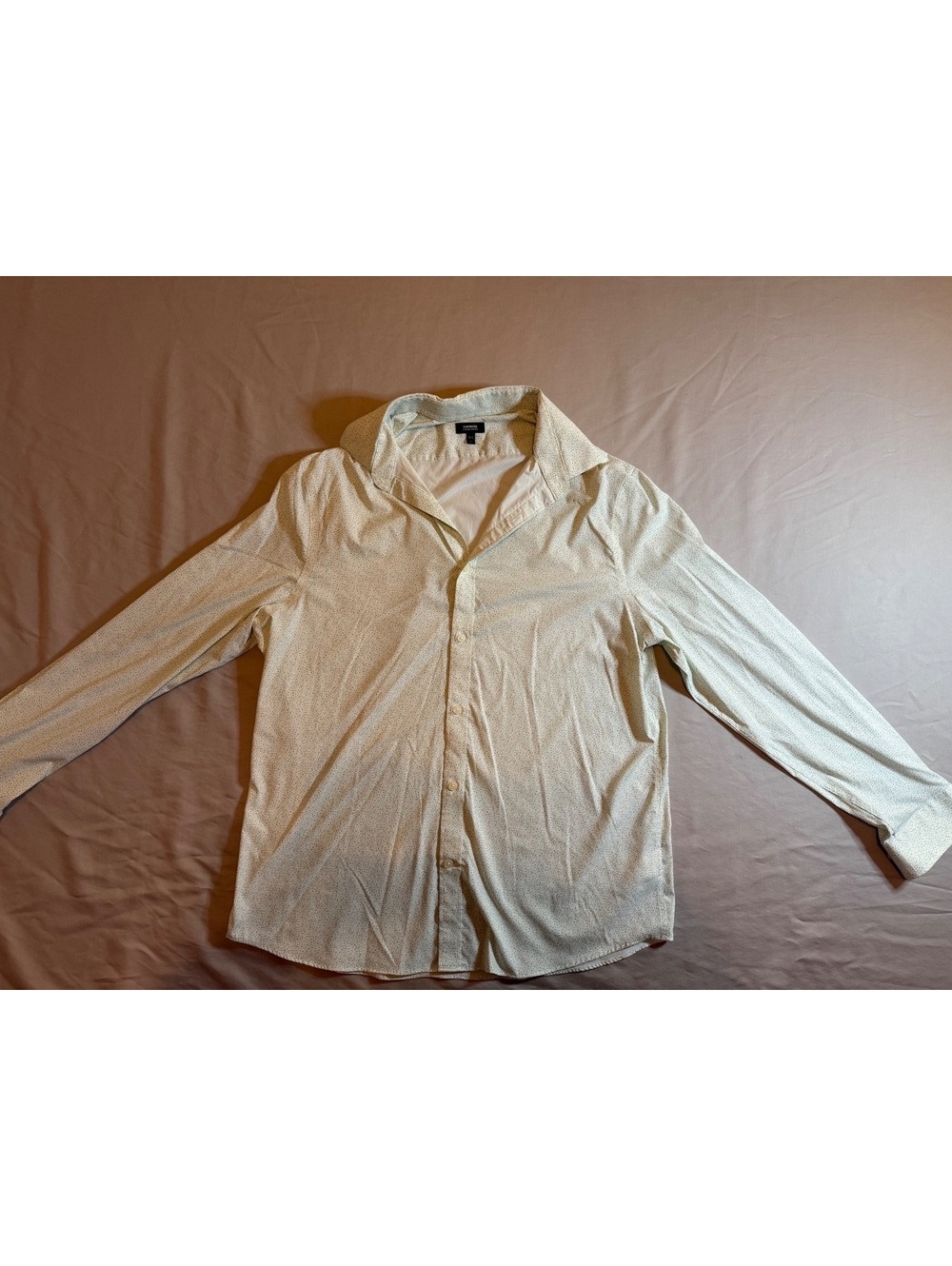 Express Men’s Slim Fit White Long Sleeve Button-Up Shirt